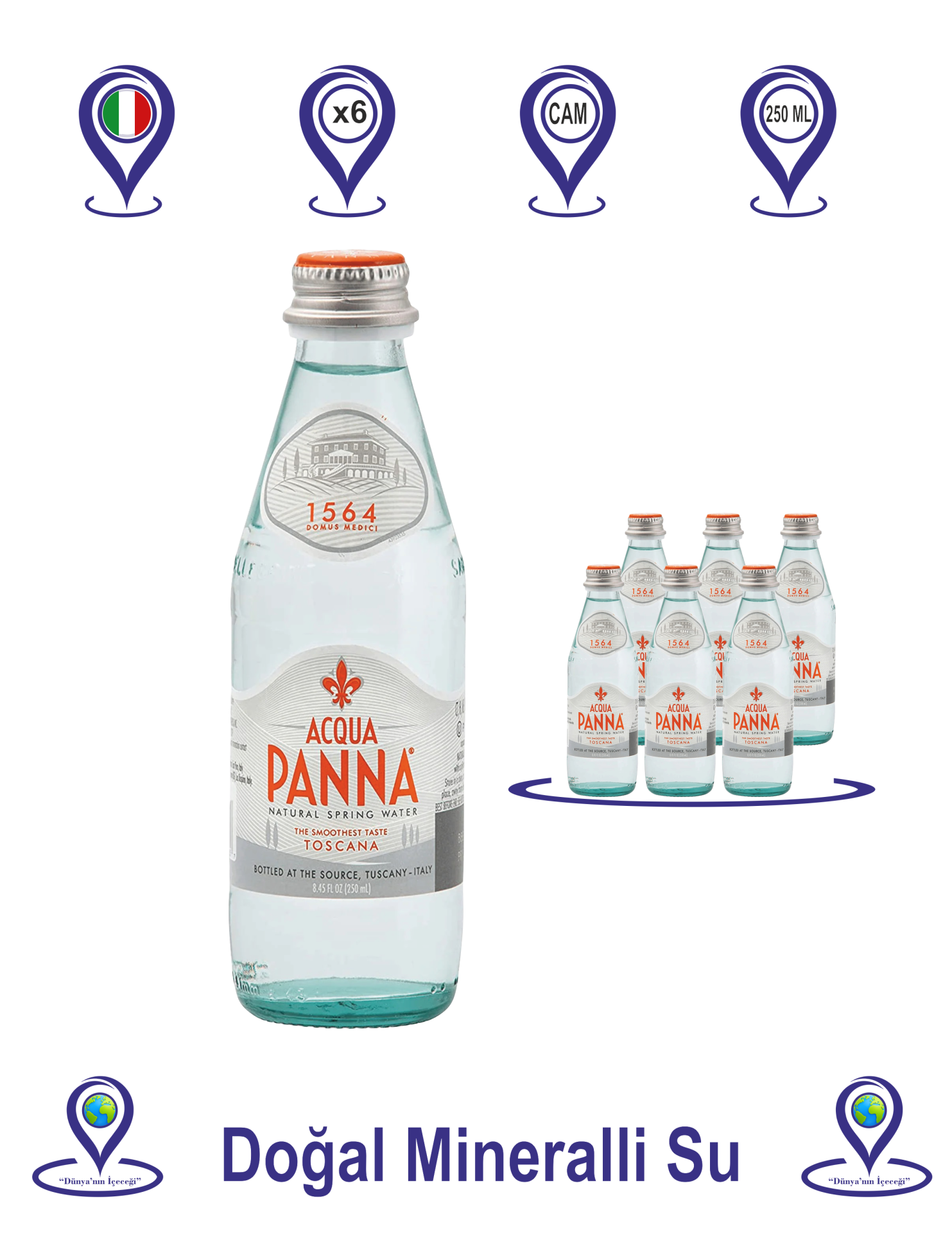 Acqua Panna Doğal Zengin Mineralli Su 6x250 ML