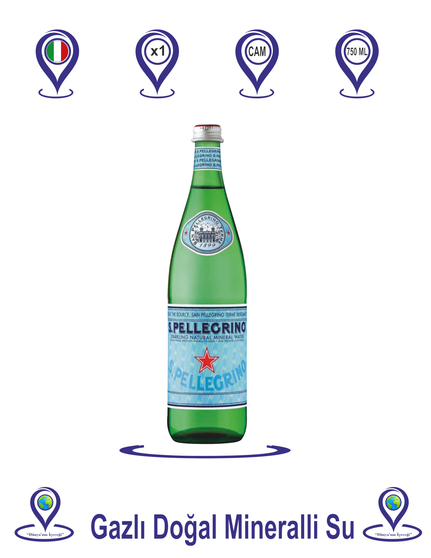 San Pellegrino Doğal Zengin Mineralli Su 750 Ml