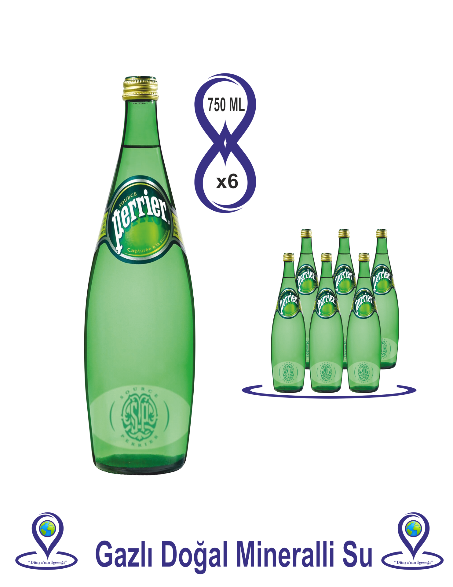 Perrier Doğal Zengin Mineralli Su 6×750 Ml