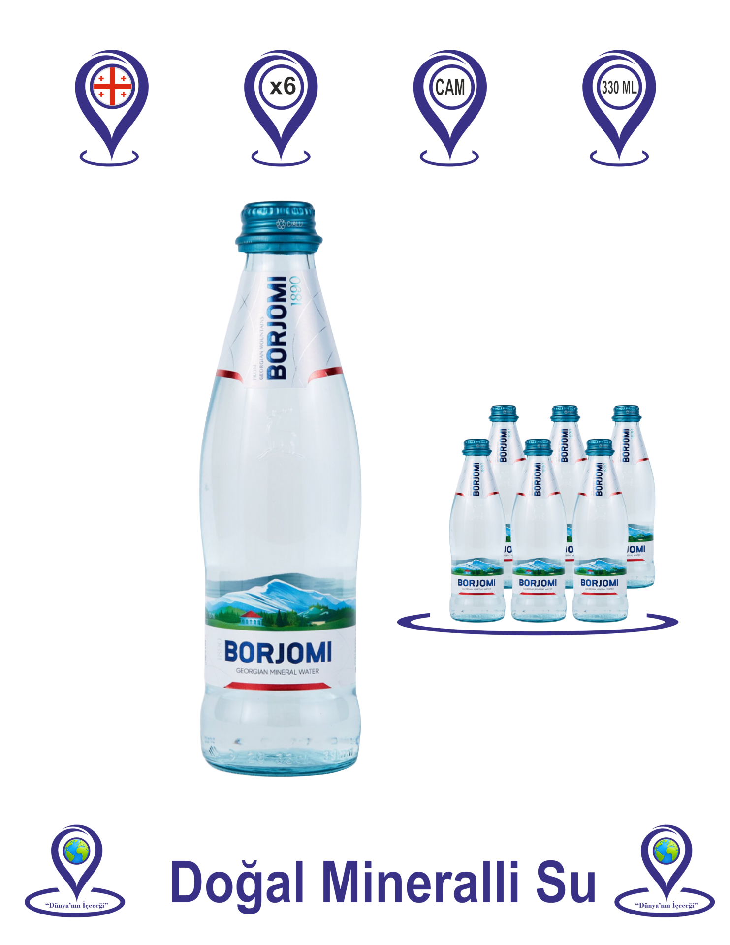 Borjomi Doğal Zengin Mineralli Su 330 ML X 6