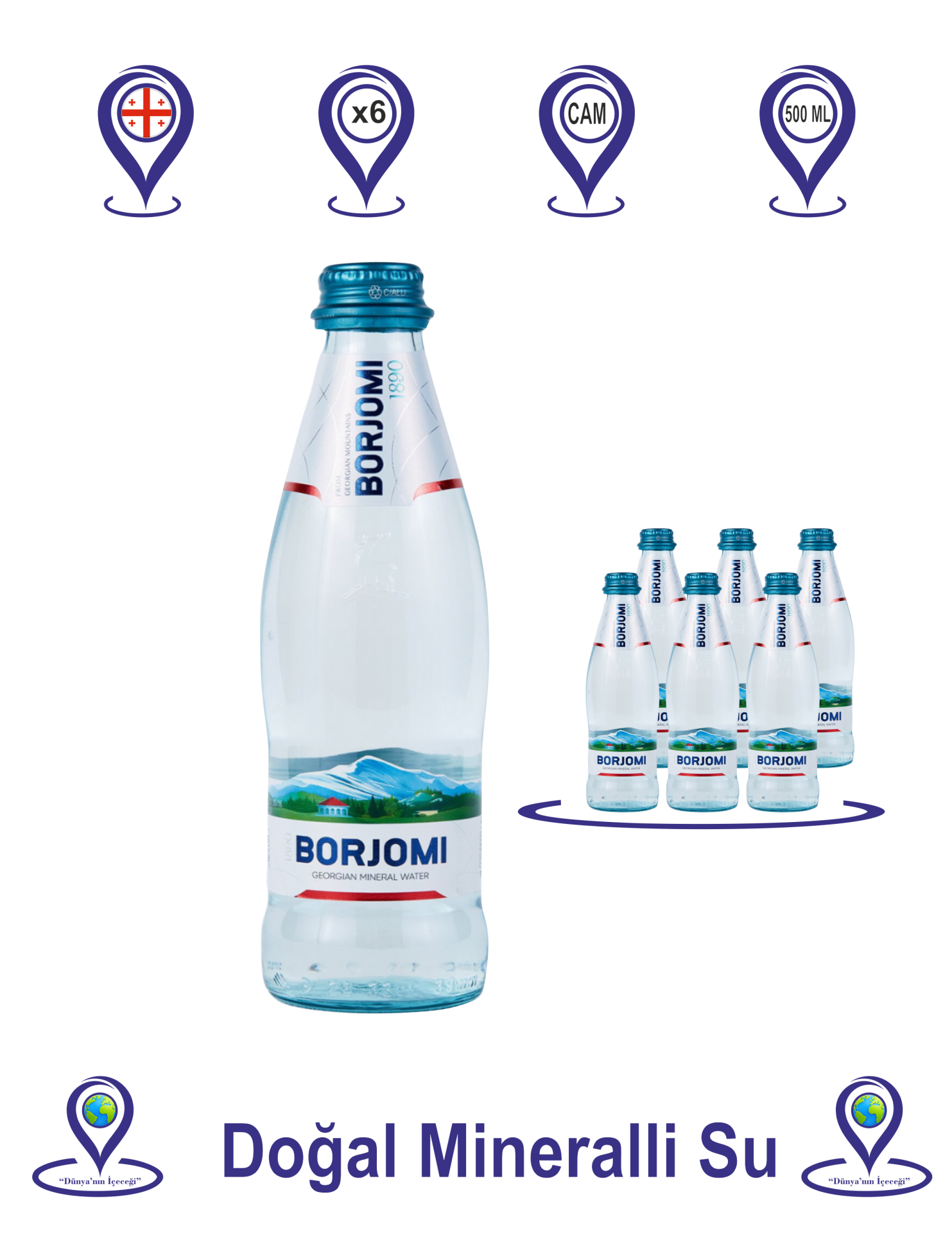 Borjomi Doğal Zengin Mineralli Su 500 ML X 6
