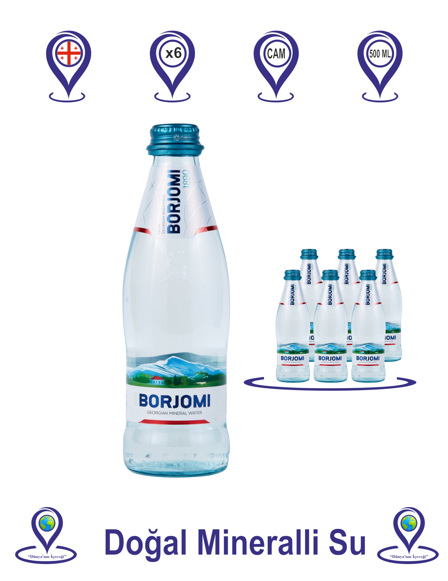 Borjomi Doğal Zengin Mineralli Su 500 ML X 6