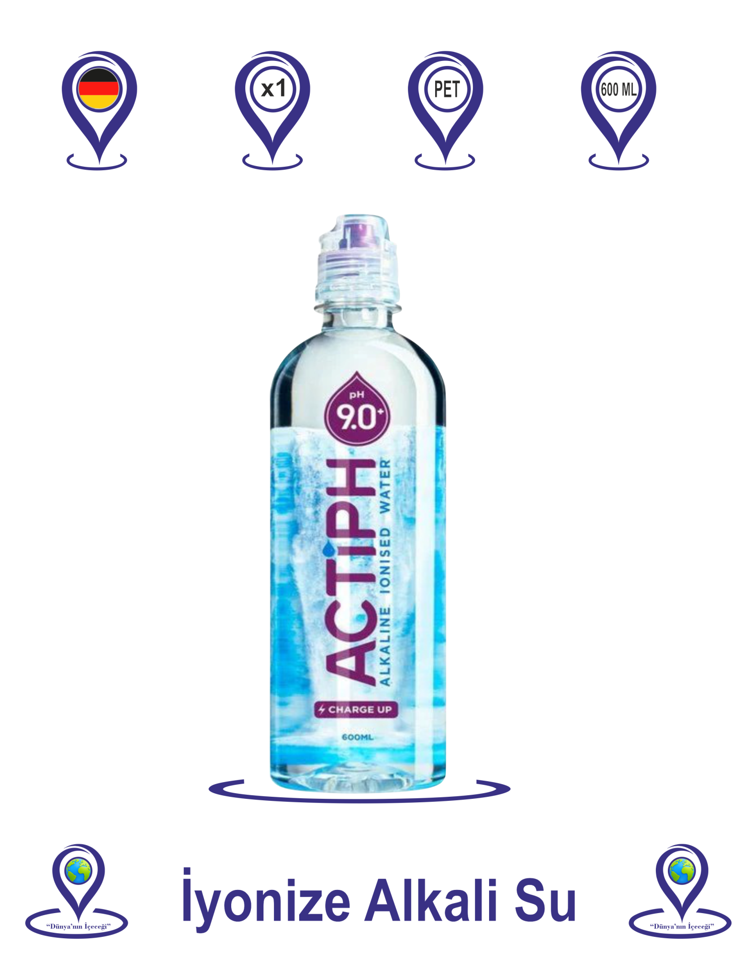 Actiph Alkali İyonize Su Sporcu Kapak Pet 600 ML