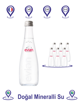 Evian Doğal Mineralli Su Cam Şişe  330 ML x 6