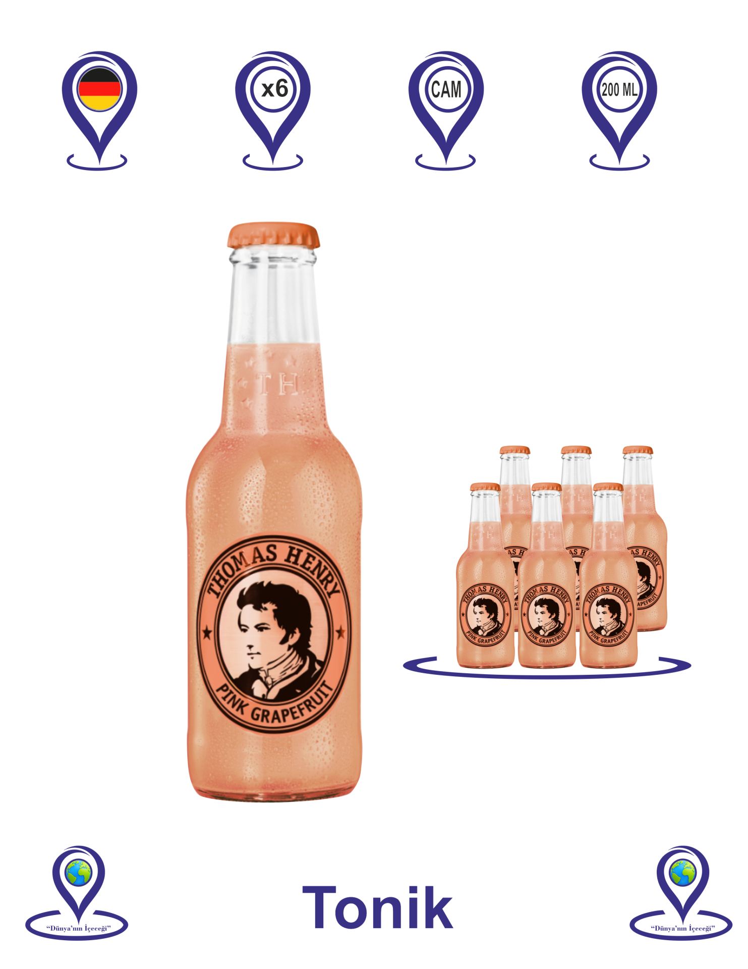 Thomas Henry Pink Greyfurt 200 ML X 6