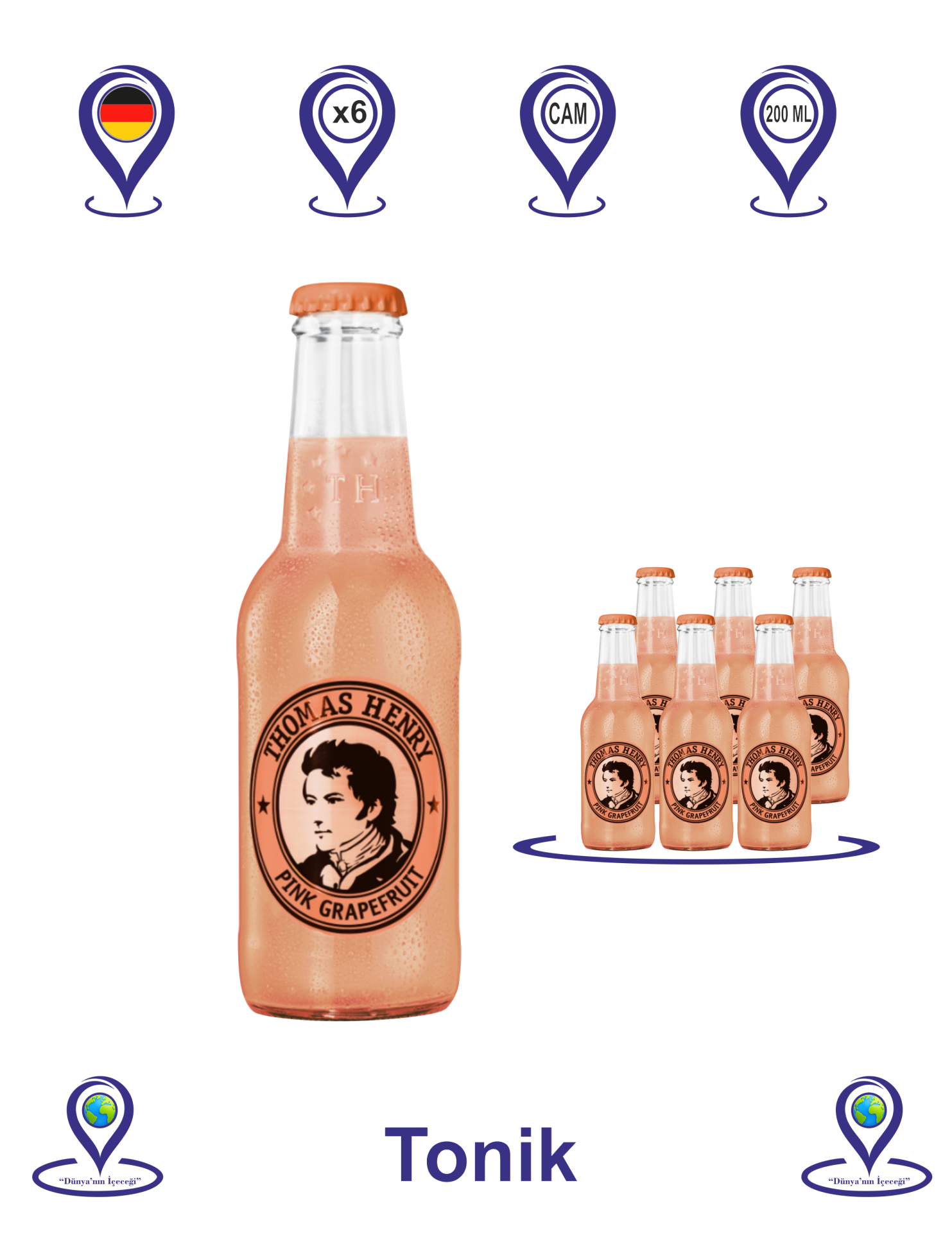 Thomas Henry Pink Greyfurt 200 ML X 6