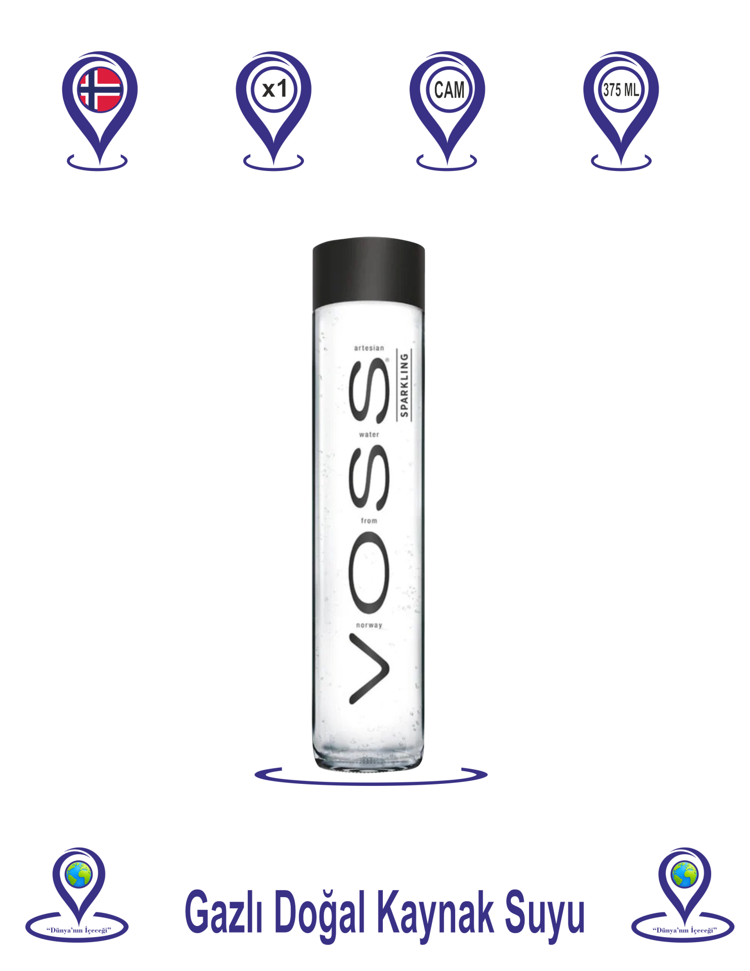 Voss Gazlı Doğal Kaynak Suyu Cam 375 ML