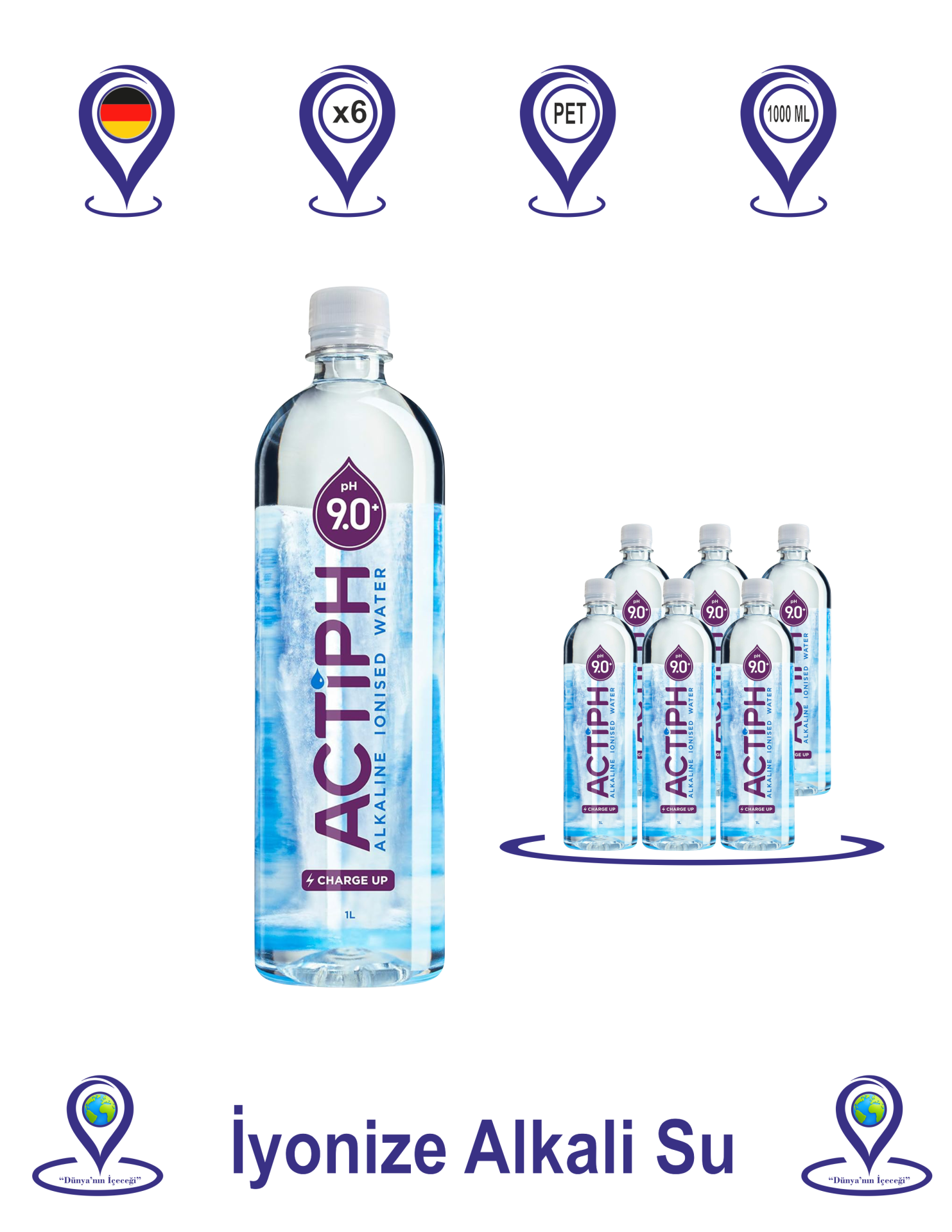 Actiph Alkali İyonize Su Pet 1000 ML x 6