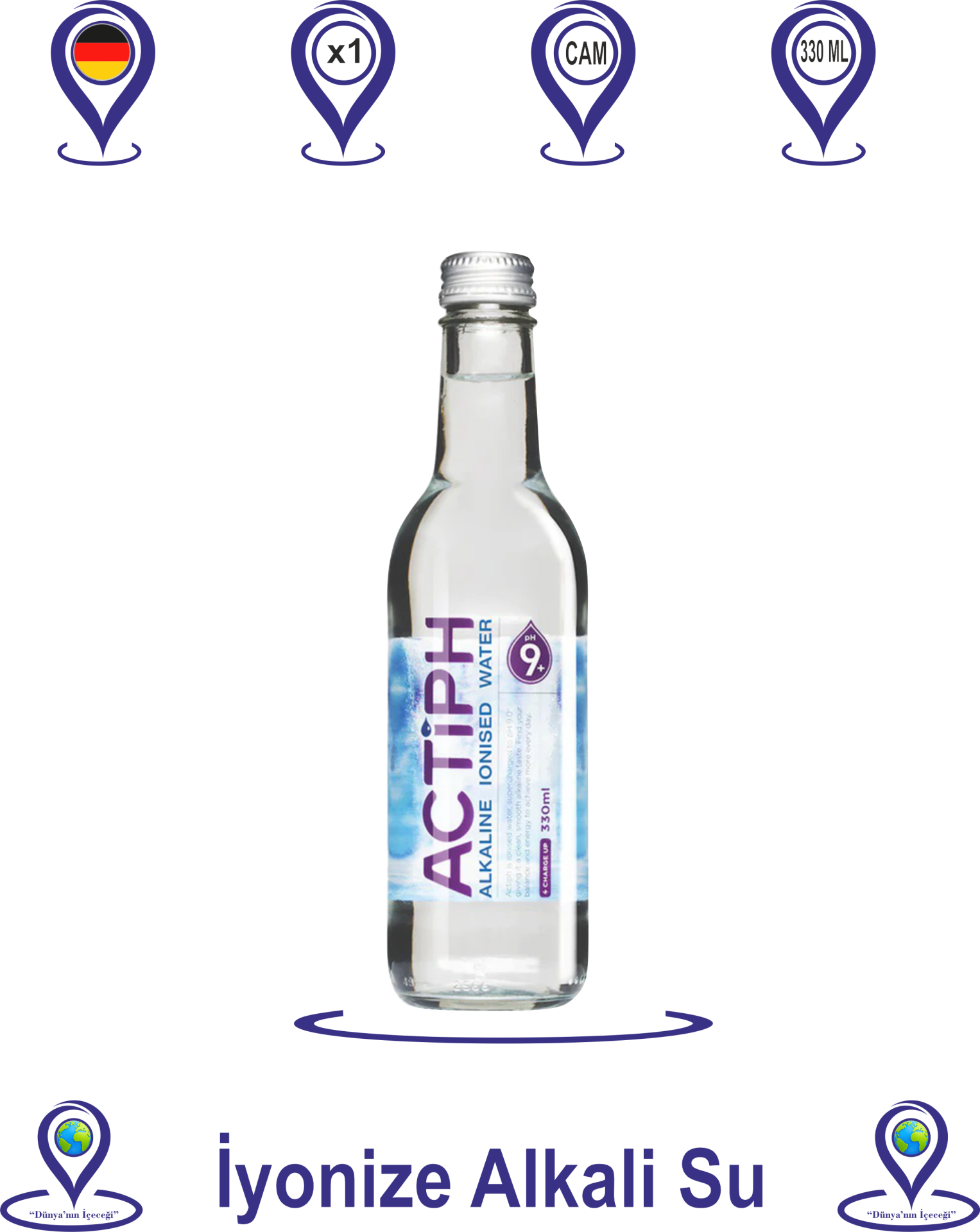 Actiph Alkali İyonize Su Cam 330 ML