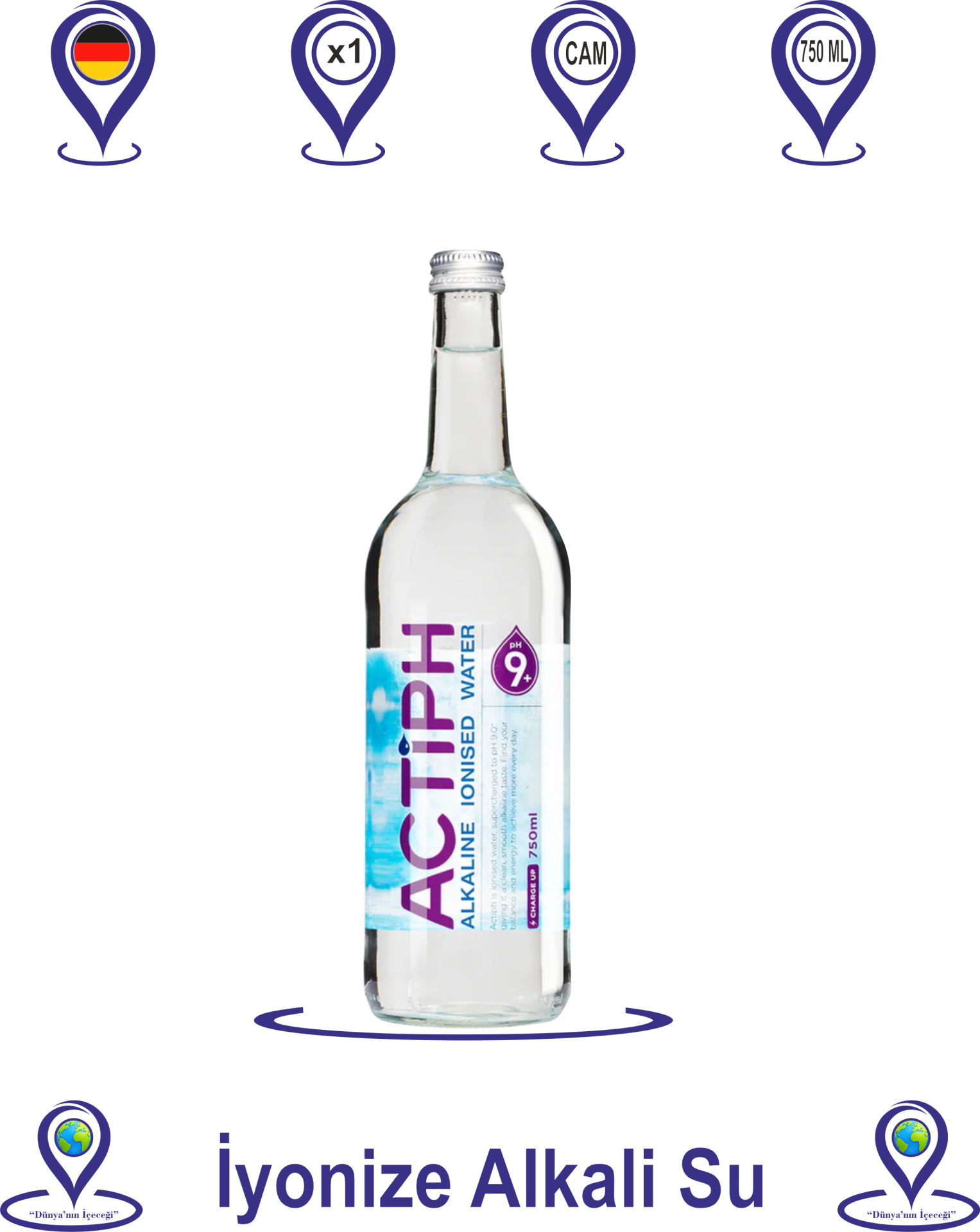 Actiph Alkali İyonize Su Cam 750 ML