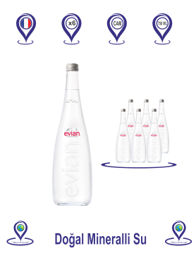 Evian Doğal Mineralli Su Cam Şişe  750 ML x 6