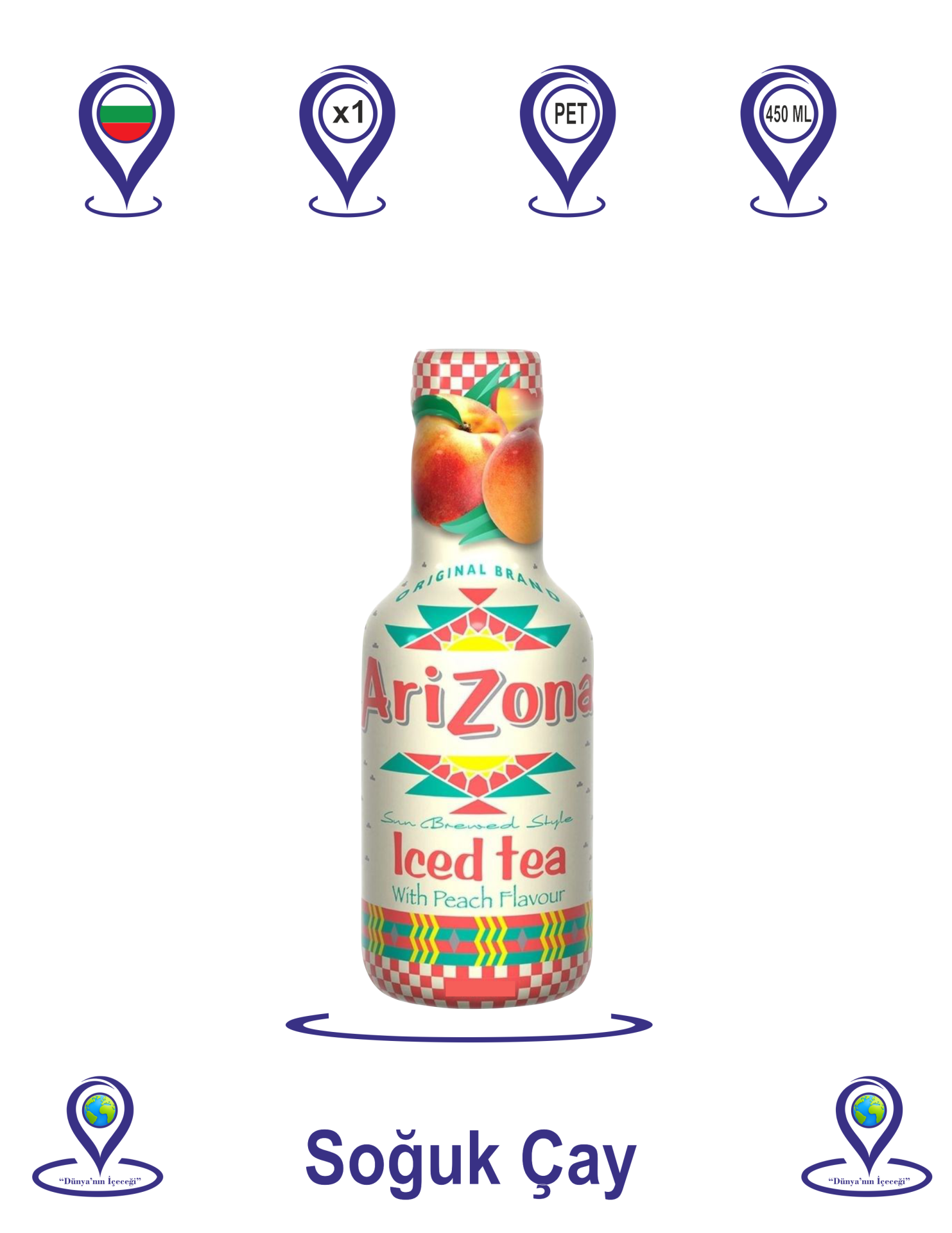 Arizona  Şeftali Aromalı Soğuk Çay 450 ML