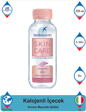 SAN BENEDETTO Hidrolize Sığır Kalojeni Çinko ve Hyaluronik Asit İçeren Kırmızı Meyveler ve Şeftali Aromalı İçecek 6 x 220 ML