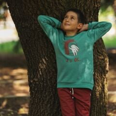 Little Yucca Grow Sweatshirt, Yeşil Kirpi