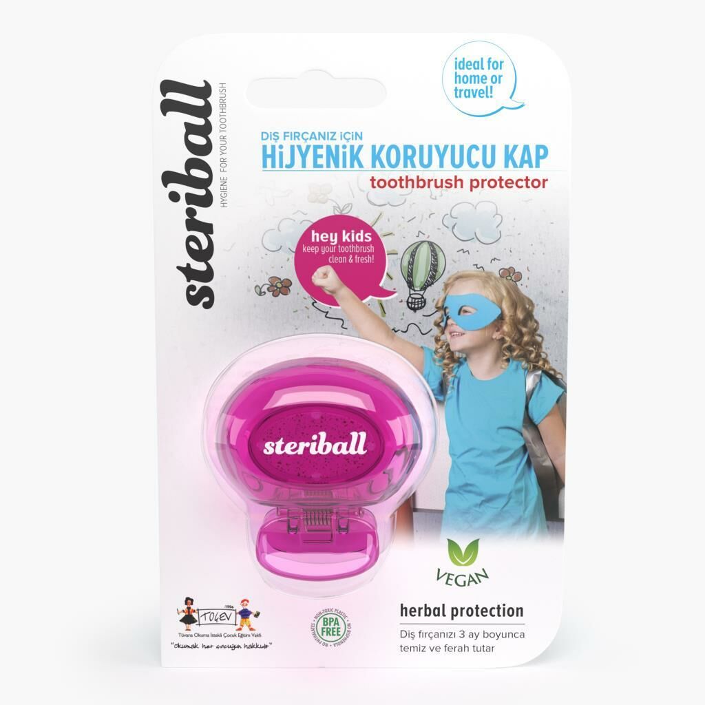 Steriball Çocuk Diş Fırçası Koruma Kabı, Pembe