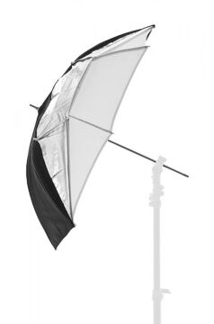 70cm Beyaz/Siyah/Gümüş İkili Şemsiye (3223F)