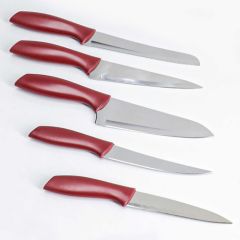 Cooker CKR2870 Plastik Standlı 6 Parça Bıçak Seti Kırmızı