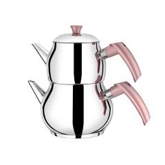 Porsima Küre Mini Çaydanlık Çelik Çaydanlık Takımı Rose Kulp