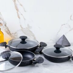 Meşeler Granit 3’lü Omlet Set -Siyah