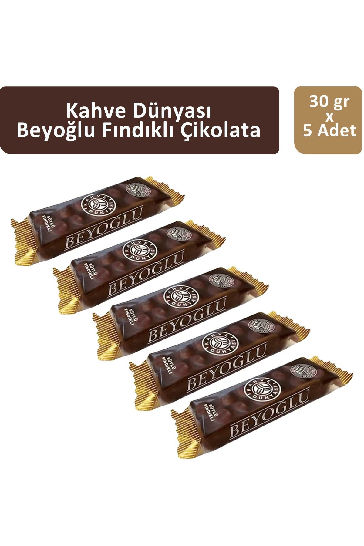 Kahve Dünyası Beyoğlu Sütlü Fındıklı Çikolata 30 gr x 5 Adet