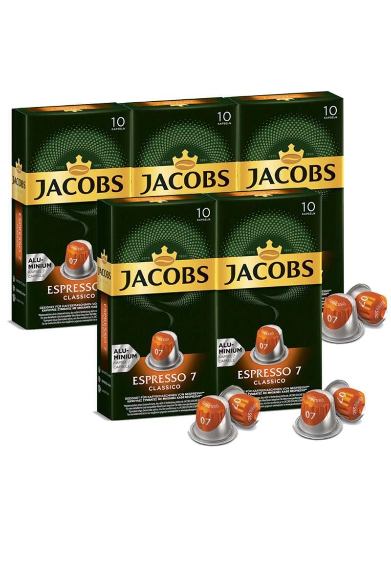 Jacobs Espresso 7 Classico Kapsül Kahve 10 x 5 Paket (50 Adet) Nespresso Uyumlu