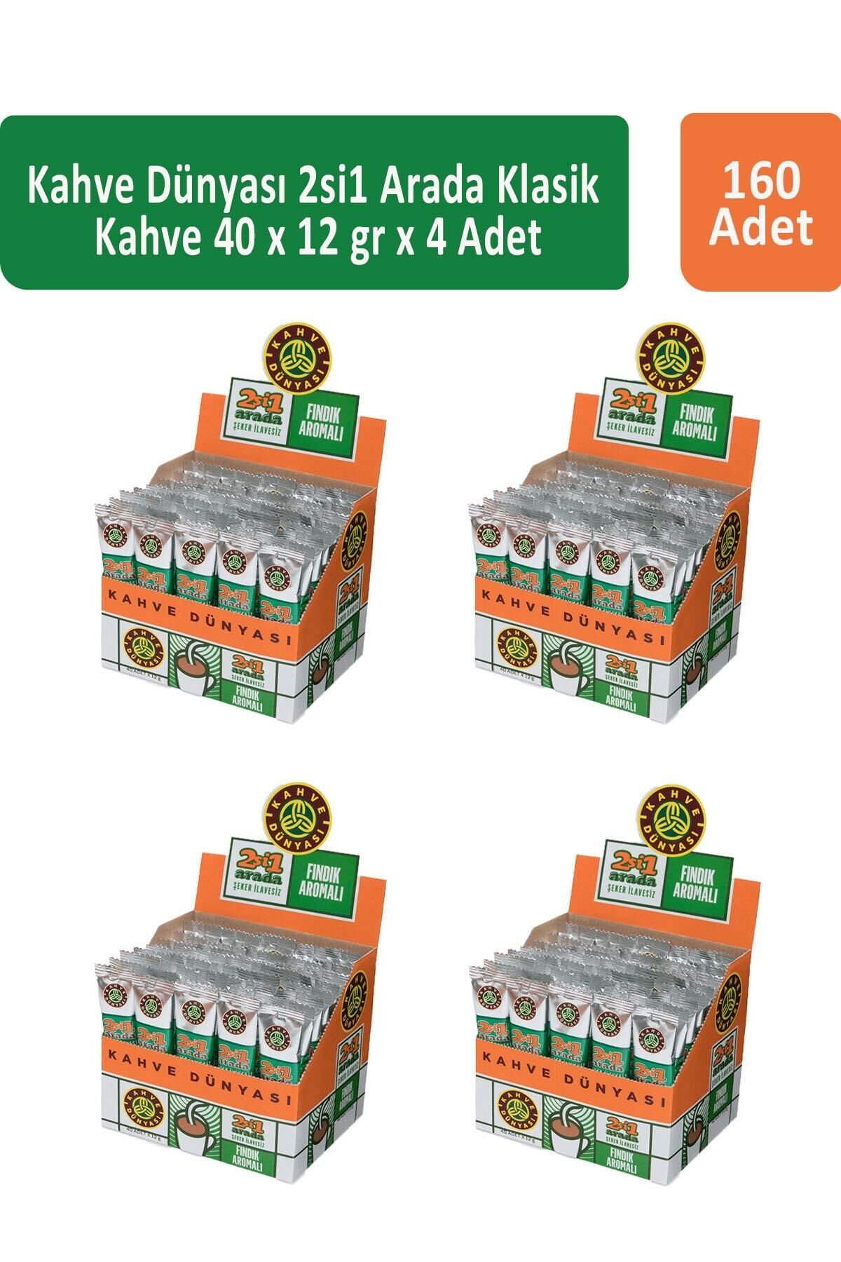 Kahve Dünyası 2si1 Arada Fındık Aromalı Kahve  40 x 12 gr x 4 Adet