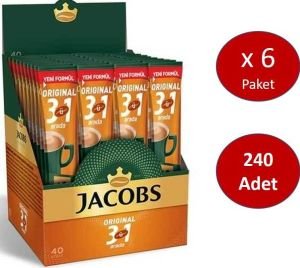 Jacobs 3ü1 Arada 240 Adet Stick Kahve (40 x 6 Paket)