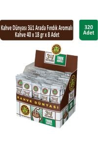 Kahve Dünyası 3ü1 Fındık Aromalı Kahve 40 x 18 gr x 8 Adet