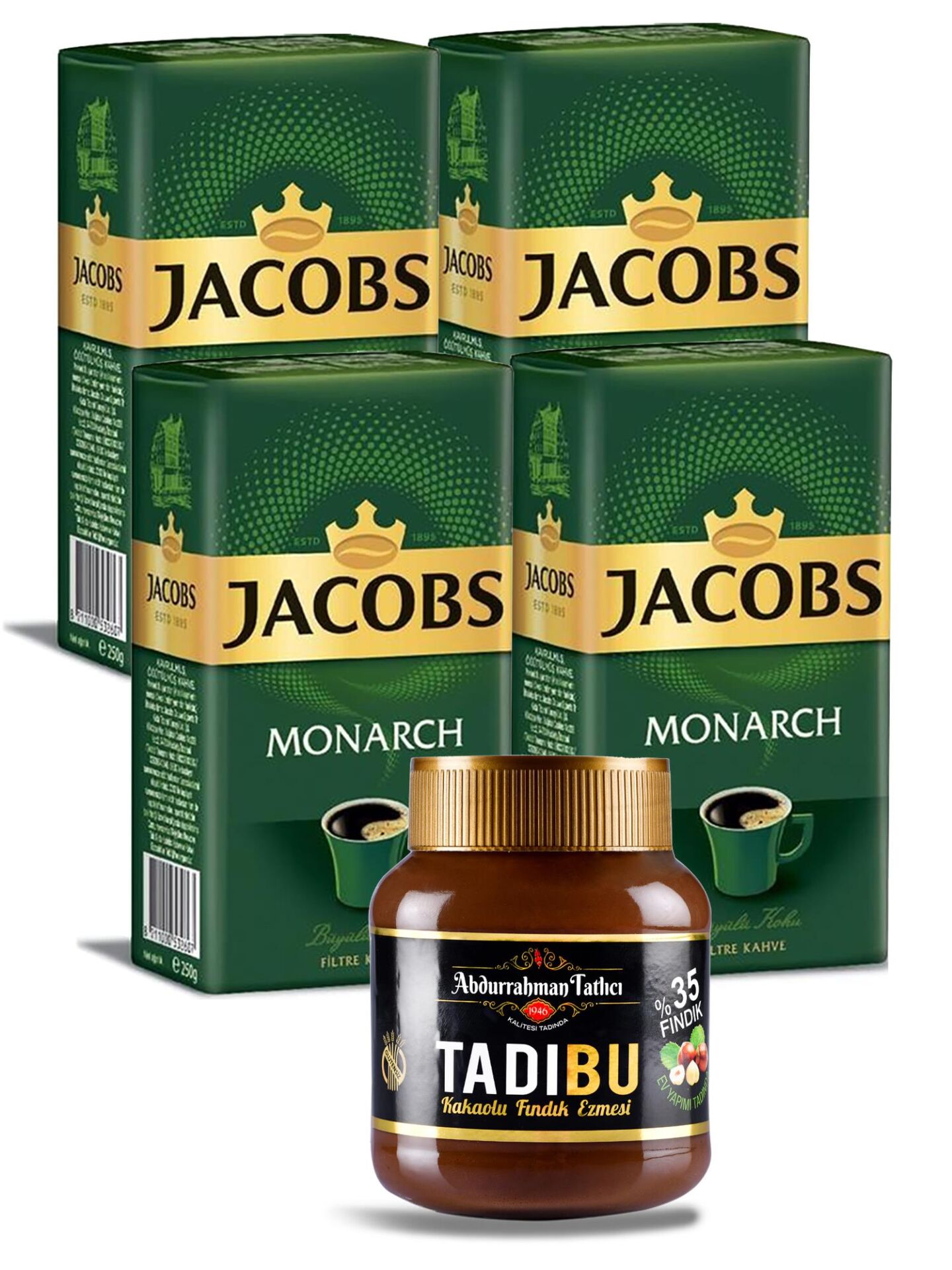 Jacobs Monarch Filtre Kahve 4 x 500 gr + Tadıbu Kakaolu Fındık Ezmesi 330 gr