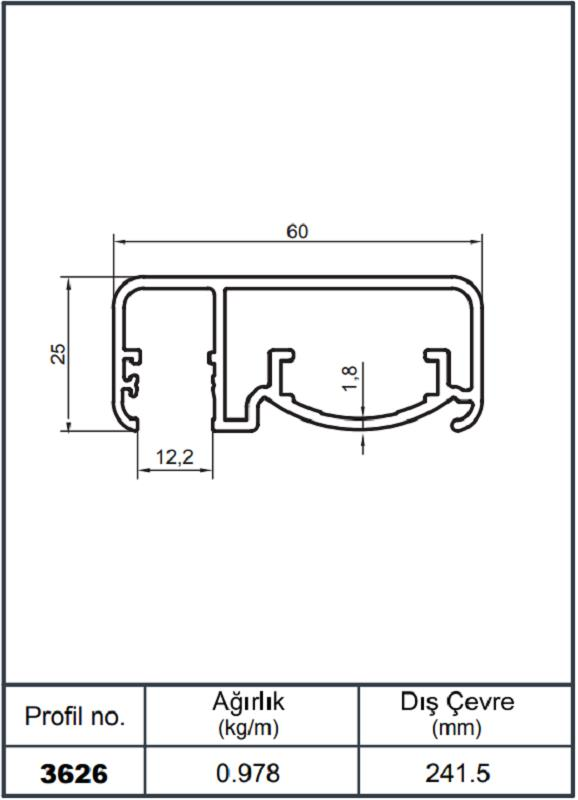 25*60 ÜST PR YANDAN KANL PARL BRONZ AKP-3626/ 6 MT