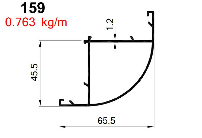 AKP-159  ALDOKS KÖŞE PR SİYAH / 6 MT