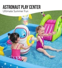 Bestway 53126 - Kaydıraklı, Aksesuarlı Astronot  figürlü Lunapark Şişme Eğlence Havuzu (228x206x84cm)