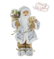 Yılbaşı Süsü Noel Baba Biblo Figür Büyük Boy 30 cm -  Peluş Ayısı ve Hediye Çuvalı ile...