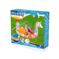 Bestway 53089, Zürafa Temalı Su Püskürten Şişme Eğlence Havuzu-266x157x127 cm