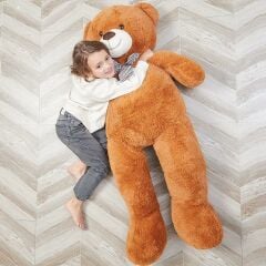 130 cm Papyonlu Sevimli Büyük Peluş Ayıcık- % 100 YERLİ