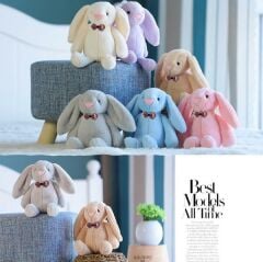 Oyun ve Uyku Arkadaşım PAPYONLU Uzun Kulak Bunny Peluş Tavşan 65 cm Pelüş tavşan