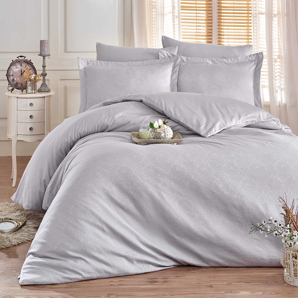 Gray Damask - Double Jacquard Satin Duvet Sets