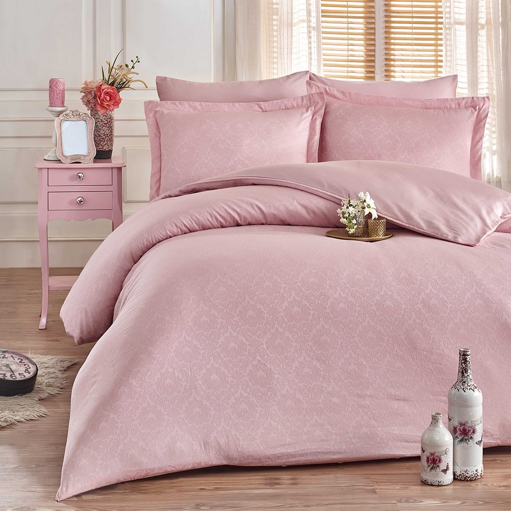 Damask Powder - Double Jacquard Satin Duvet Sets