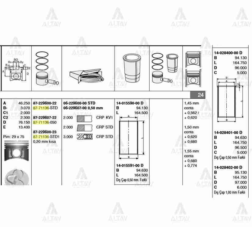 Piston Segmanlı Kmy  97-04 2600 0.50 8771136050