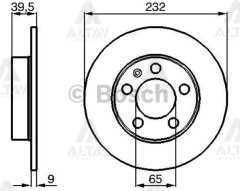 Fren Diski Golf Iv 98-03 / Bora 98-03 / Polo 02-09 / A3 97-03 / Toledo 99-05 / Arka Düz 232-5 1J0615601P