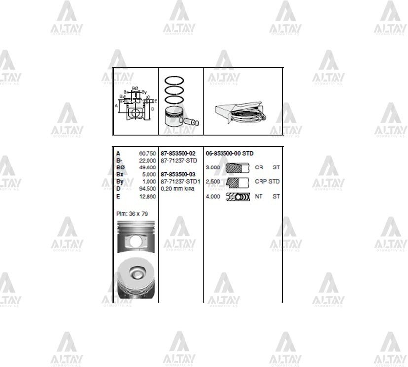 Piston Segmansız Npr-66 112Mm Std B 8671237Std