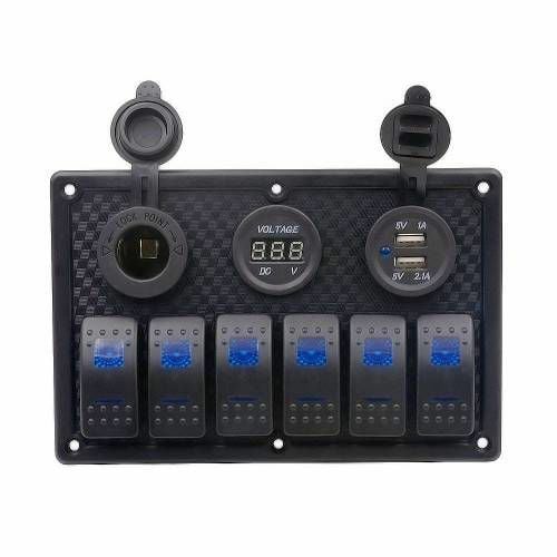 SWITCH PANEL 6 LI 12V,USB,VOLTMETRE (L6S3)111*180mm