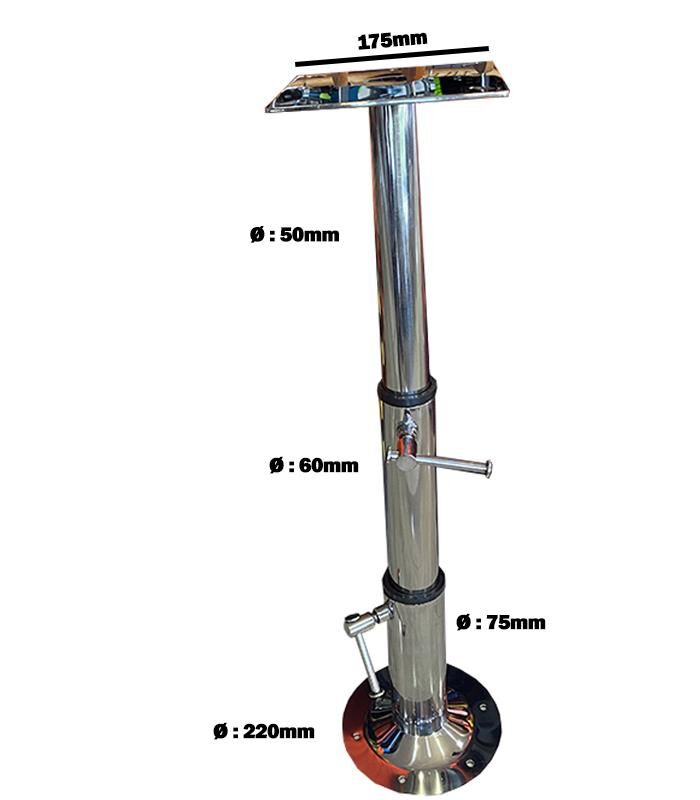 MASA VE KOLTUK AYAĞI 3 KADEMELİ KROM 33-78CM TEKNE, YAT VE KARAVAN