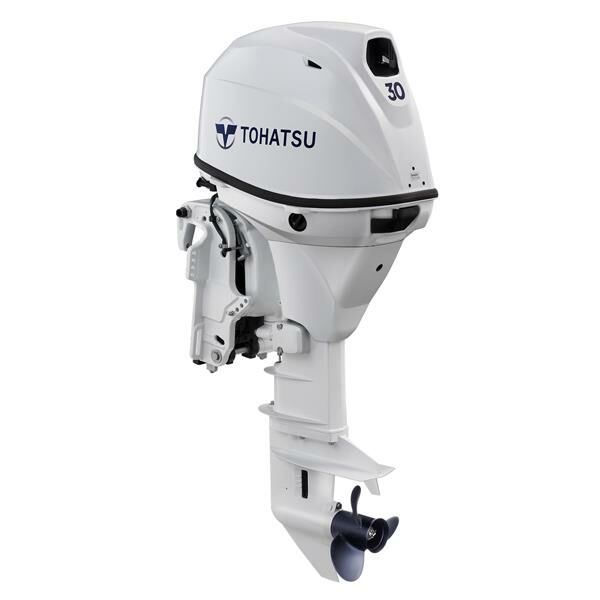 TOHATSU MOTOR 30HP UZUN ŞAFT MARŞLI TRİMLİ DİREKSİYONLU BEYAZ MOTOR