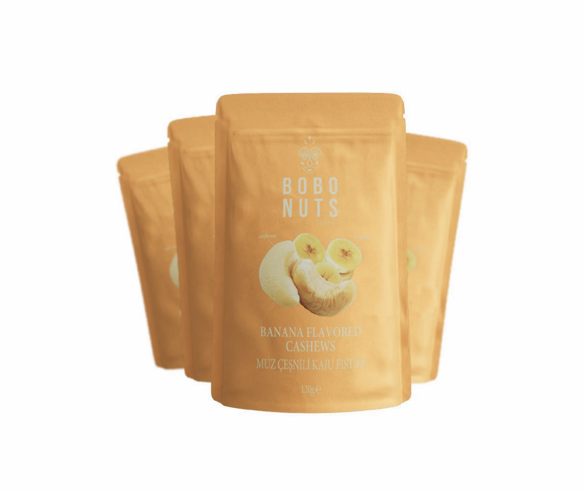 Bobo Nuts Muz Çeşnili Kaju Fıstığı 120g x 4 Paket
