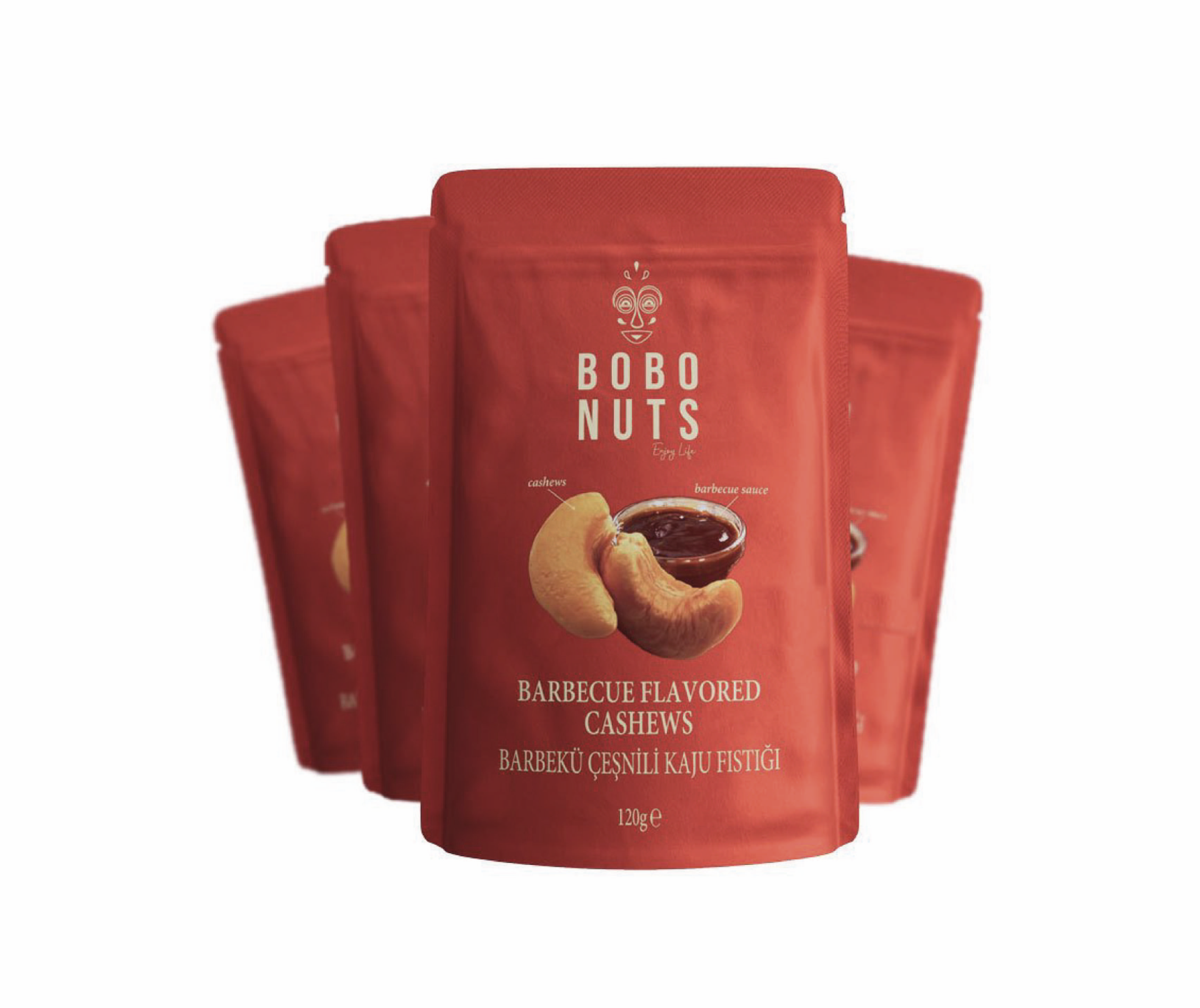 Bobo Nuts Barbekü Çeşnili Kaju Fıstığı  120g x 4 Paket