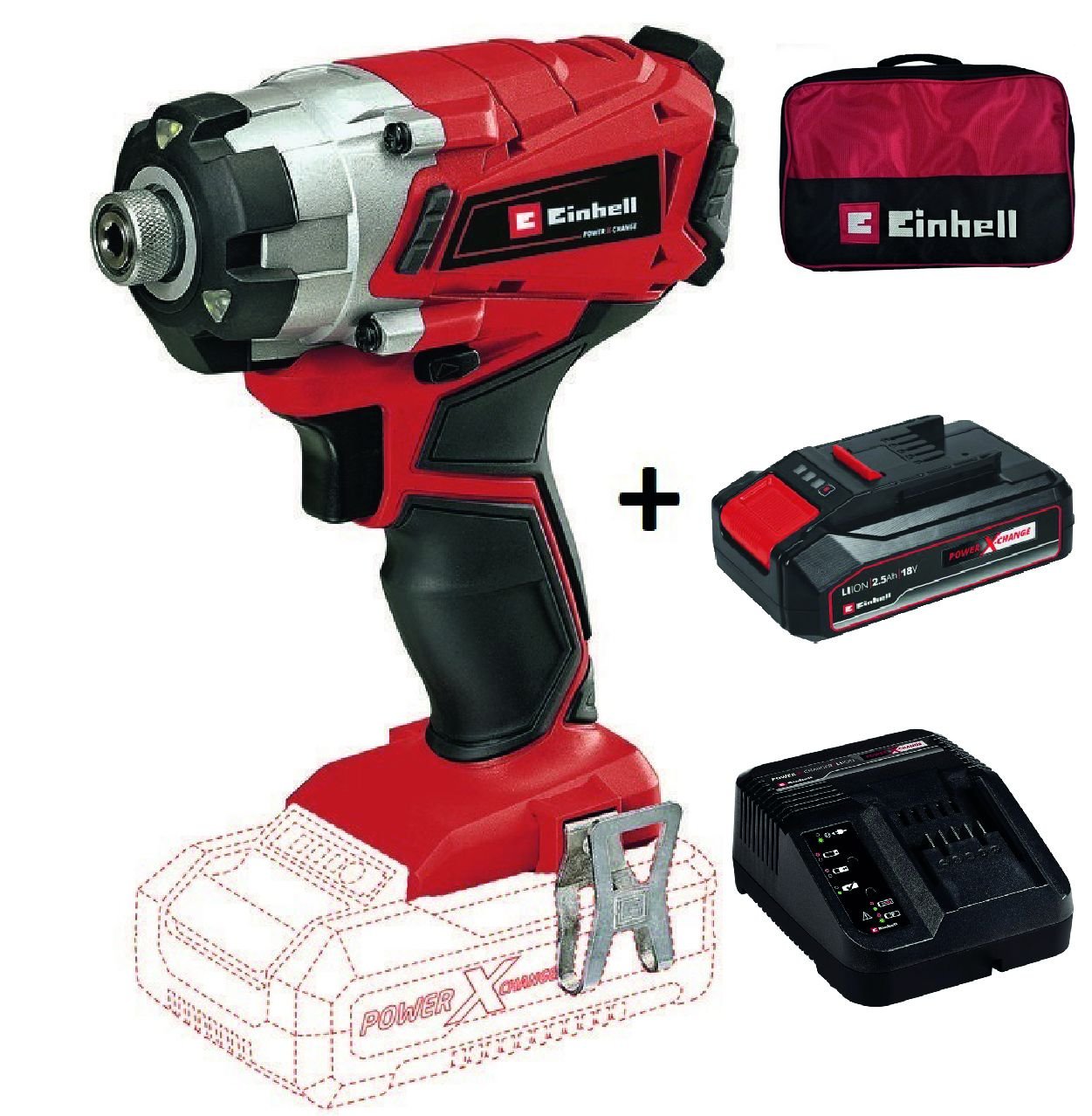 Einhell TE-CI 18/1 Li  Akülü Darbeli Vidalama + 2,5Ah Starter Kit + Bez Çanta