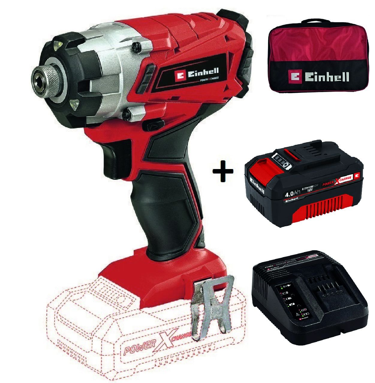 Einhell TE-CI 18/1 Li Akülü Darbeli Vidalama + 4Ah Starter Kit + Bez Çanta