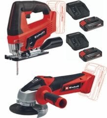 Einhell TC-JS 18 li Dekupaj + TC-AG 18/115 Avuç Taşlama + 2x2.5ah Şarj Ünitesi