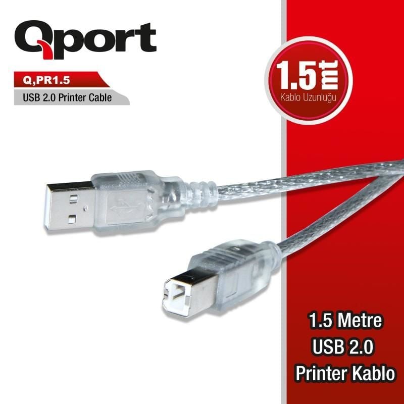 Flaxes Qport Q-PR1.5 1.5Mt Usb 2.0 Yazıcı Kablosu